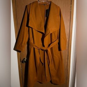 cognac trench coat.